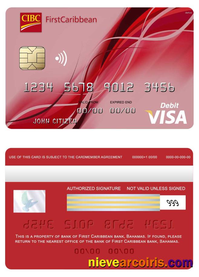 Bahamas First Caribbean bank, visa debit